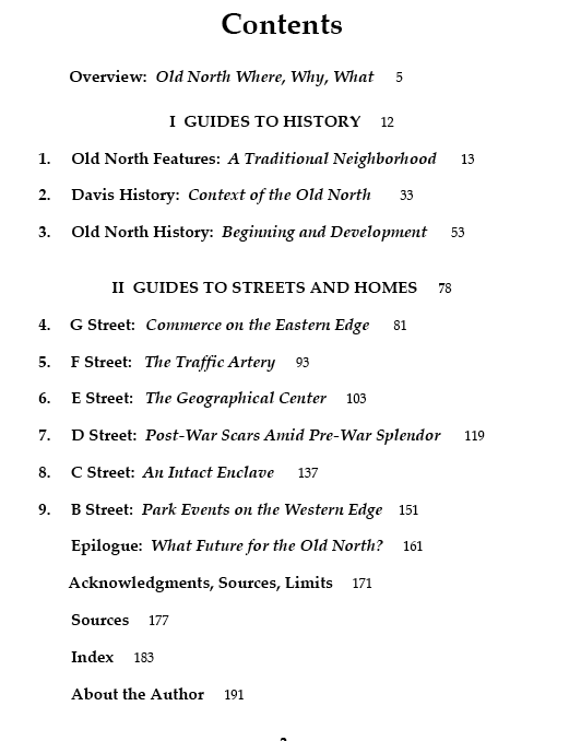 Old North Davis Table of Contents