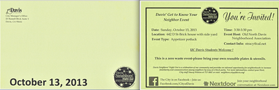 October 8. Doorstep Drop of 'Neighbors' Night Out' Invitation Card