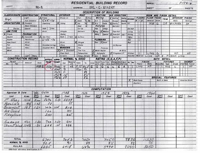 City Property Record Circa 1960 -- Sheet 1