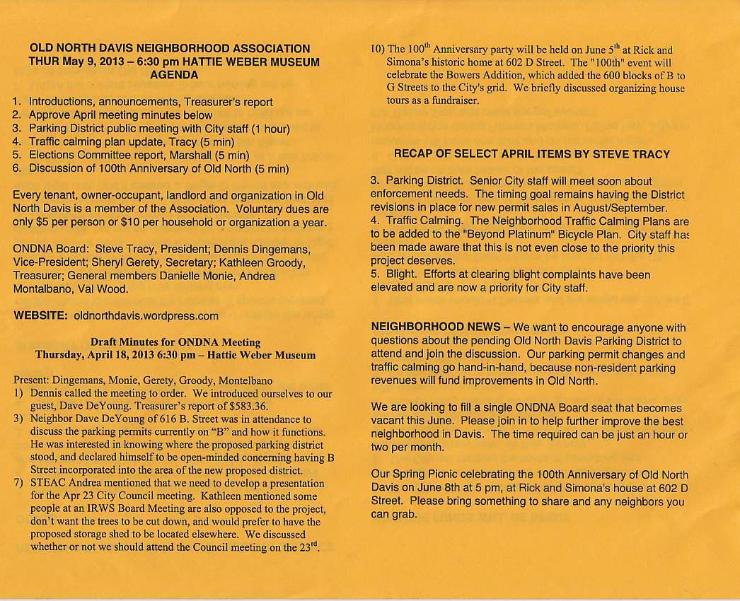 May 6, 2013 doorstep flyer, side 1