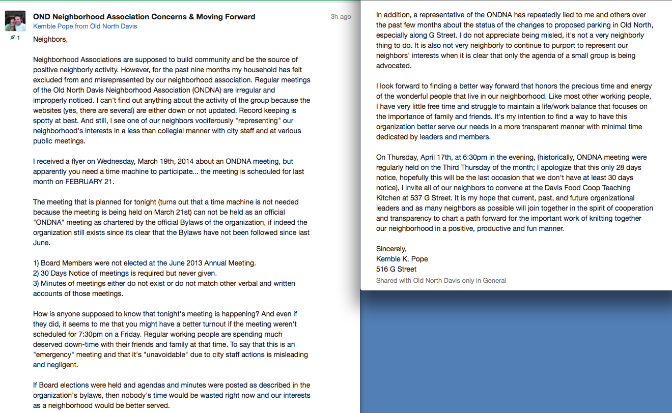 March 21 (Friday). Old North Resident Kemble Pope Posts on NextDoor Agreeing With Quickert and Raising Additional Concerns. March 21 (Friday). Old North Resident Kemble Pope Posts on NextDoor Agreeing With Quickert and Raising Additional Concerns.
